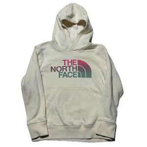 Girl's The North Face Hoodie‎ Pullover Sweater Size XS (6) Ivory Colorful Logo